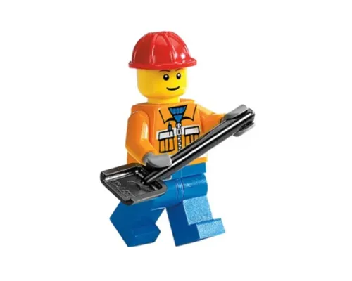 Construction Worker - Orange Zipper, Safety Stripes, Orange Arms, Blue Legs, Red Construction Helmet Image