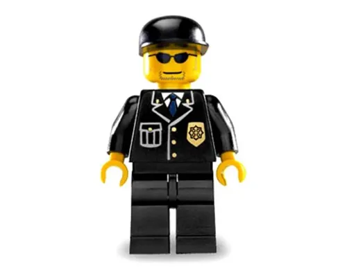 Police - City Suit with Blue Tie and Badge, Black Legs, Sunglasses, Black Cap Image