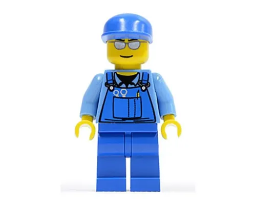 Overalls with Tools in Pocket Blue, Blue Cap, Silver Sunglasses Image