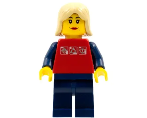 Red Shirt with 3 Silver Logos, Dark Blue Arms, Dark Blue Legs, Tan Female Hair Image