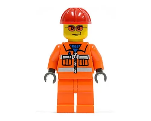 Construction Worker - Orange Zipper, Safety Stripes, Orange Arms, Orange Legs, Red Construction Helmet, Orange Glasse Image