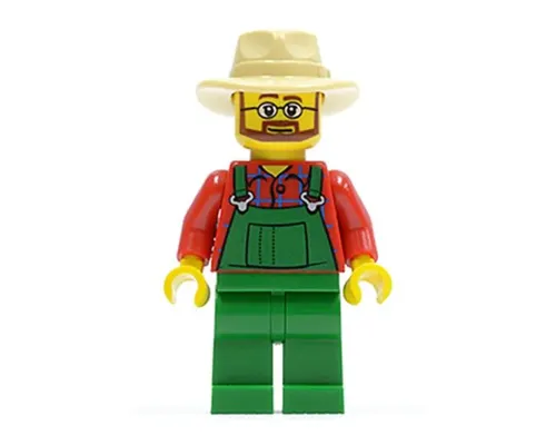 Overalls Farmer Green, Tan Fedora, Beard and Glasses Image