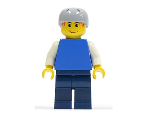 Plain Blue Torso with White Arms, Dark Blue Legs, Helmet Image