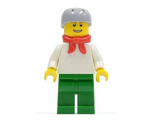 Plain White Torso with White Arms, Green Legs, Helmet and Scarf Image