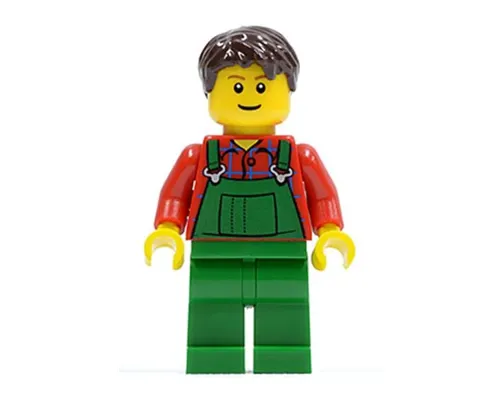 Overalls Farmer Green, Dark Brown Short Tousled Hair Image