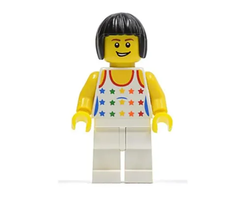 Shirt with Female Rainbow Stars Pattern, White Legs, Black Bob Cut Hair Image