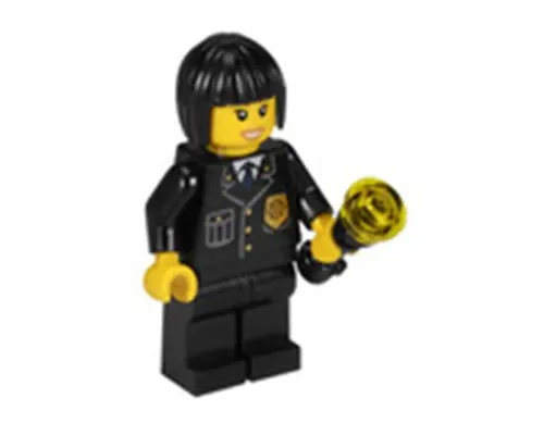 Police - City Suit with Blue Tie and Badge, Black Legs, Black Bob Cut Hair Image