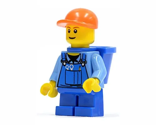 Overalls with Tools in Pocket Blue, Orange Short Bill Cap, Blue Short Legs, D-Basket (Undetermined Eyebrows) Image