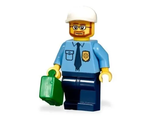 Police - City Shirt with Dark Blue Tie and Gold Badge, Dark Blue Legs, White Short Bill Cap Image