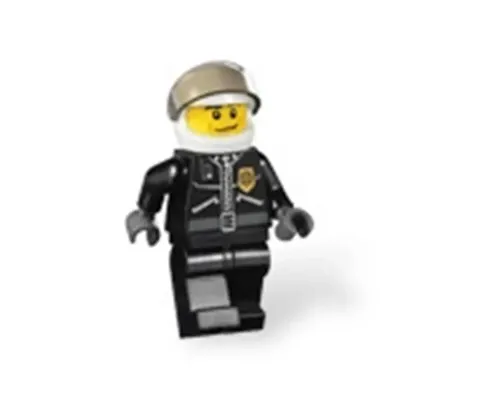 Police - City Leather Jacket with Gold Badge, White Helmet, Trans-Brown Visor, Black Eyebrows Image