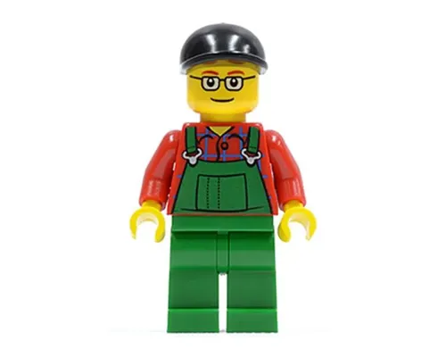 Overalls Farmer Green, Black Short Bill Cap and Glasses Image