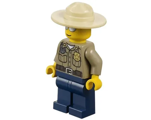 Forest Police - Dark Tan Shirt with Pockets, Radio and Gold Badge, Dark Blue Legs, Campaign Hat, Silver Sunglasses Image