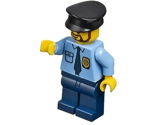 Police - City Shirt with Dark Blue Tie and Gold Badge, Dark Blue Legs, Black Hat Image