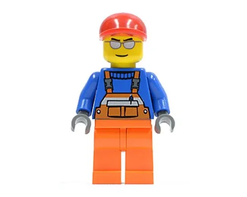 Overalls with Safety Stripe Orange, Orange Legs, Red Short Bill Cap, Silver Sunglasses Image