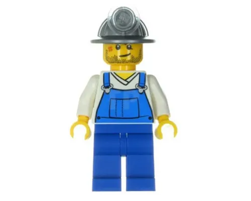 Miner - Overalls Blue over V-Neck Shirt, Blue Legs, Mining Helmet, Crooked Smile and Scar Image