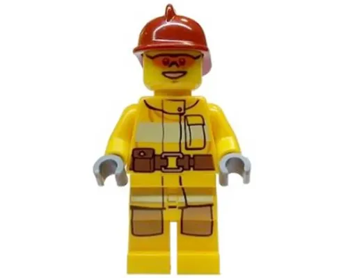 Fire - Bright Light Orange Fire Suit with Utility Belt, Dark Red Fire Helmet, Orange Sunglasses Image