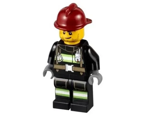 Fire - Reflective Stripes with Utility Belt, Dark Red Fire Helmet, Crooked Smile and Scar Image