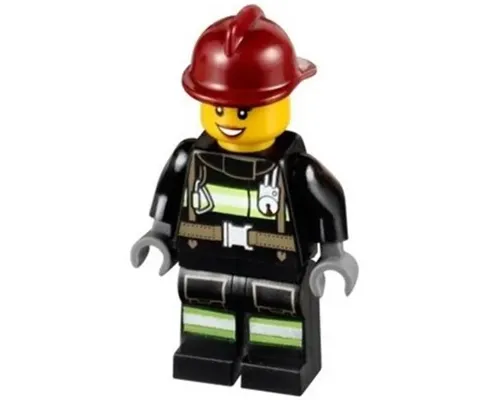 Fire - Reflective Stripes with Utility Belt, Dark Red Fire Helmet, Black Eyebrows Image