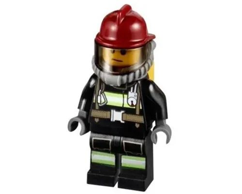 Fire - Reflective Stripes with Utility Belt, Dark Red Fire Helmet, Yellow Air Tanks, Sweat Drops Image