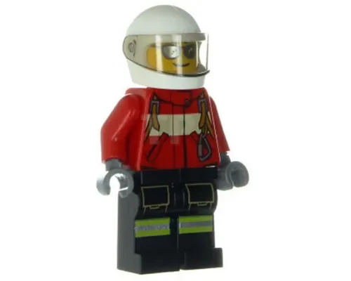 Fire - Pilot Male, Red Fire Suit with Carabiner, Reflective Stripes on Black Legs, White Helmet, Silver Sunglasses Image