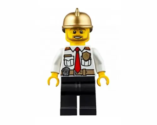 Fire Chief - White Shirt with Tie and Belt, Black Legs, Gold Fire Helmet Image