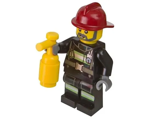 Fire - Reflective Stripes with Utility Belt, Dark Red Fire Helmet, Gray Beard Image