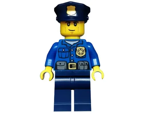 Police - City Officer, Gold Badge, Police Hat, Cheek Lines Image