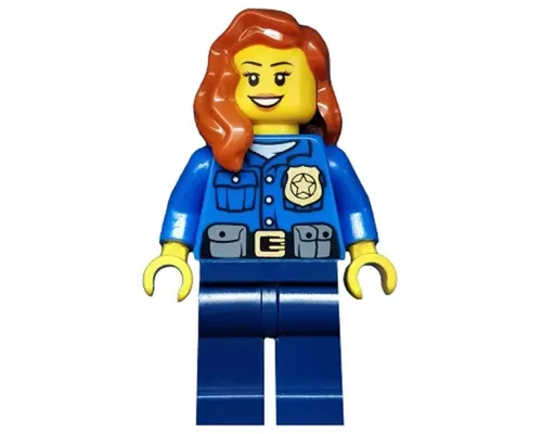 Police - City Officer, Gold Badge, Dark Orange Female Hair over Shoulder Image