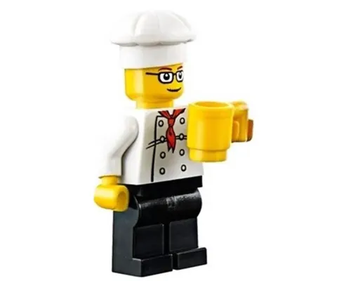 Chef - White Torso with 8 Buttons, Black Legs, Glasses Image