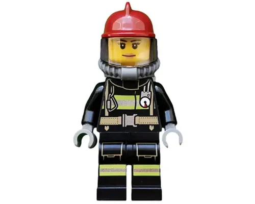 Fire - Reflective Stripes with Utility Belt, Dark Red Fire Helmet, Breathing Neck Gear with Air Tanks, Peach Lips Smile Image