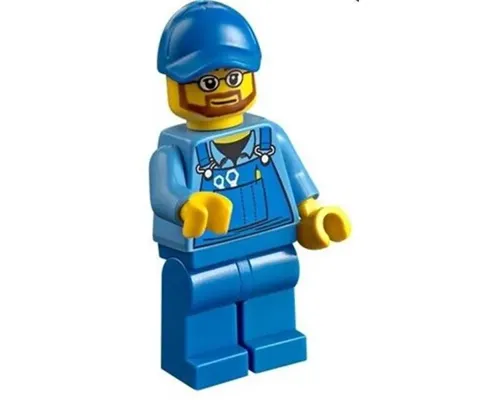 Overalls with Tools in Pocket Blue, Blue Cap with Hole, Beard and Glasses Image