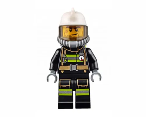 Fire - Reflective Stripes with Utility Belt, White Fire Helmet, Breathing Neck Gear with Air Tanks, Trans-Brown Visor, Beard Stubble Image