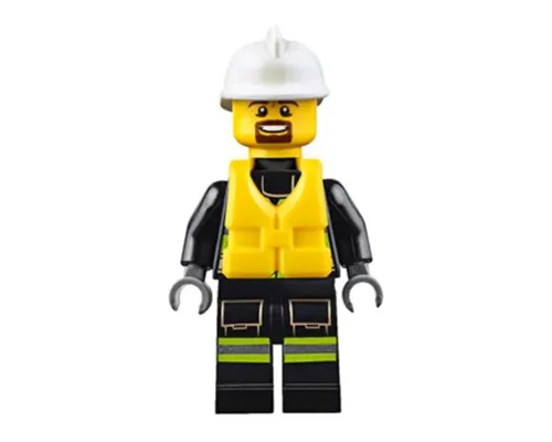 Fire - Reflective Stripes with Utility Belt and Flashlight, Life Jacket, White Fire Helmet, Brown Moustache and Goatee Image