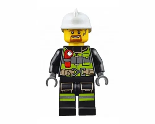 Fire - Reflective Stripes with Utility Belt and Flashlight, White Fire Helmet, Dark Orange Moustache and Goatee, Splotches Image