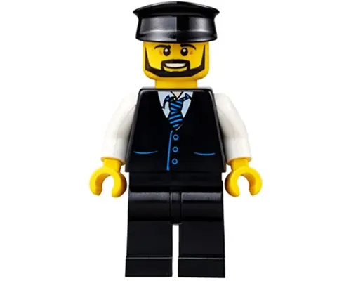 Limousine Driver - Black Vest with Blue Striped Tie, Black Legs, Black Hat, Black Beard Image