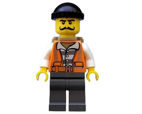 Police - City Bandit Male with Orange Vest, Black Knit Cap, Moustache Curly Long Image