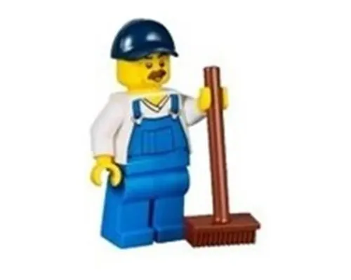 Beach Janitor - Blue Overalls and Dark Blue Cap Image