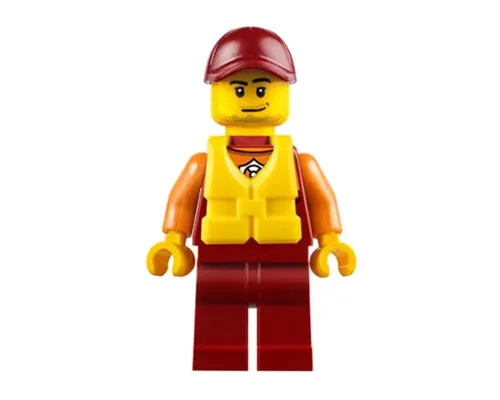 Coast Guard City - Lifeguard, Dark Red Cap with Smirk and Life Jacket Image