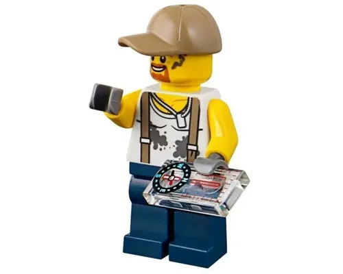 City Jungle Engineer - White Shirt with Suspenders and Dirt Stains, Dark Blue Legs, Dark Tan Cap with Hole, Goatee Image