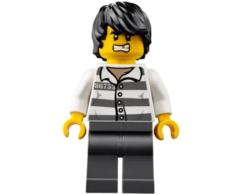 Mountain Police - Jail Prisoner 86753 Prison Stripes, Black Tousled Hair Image