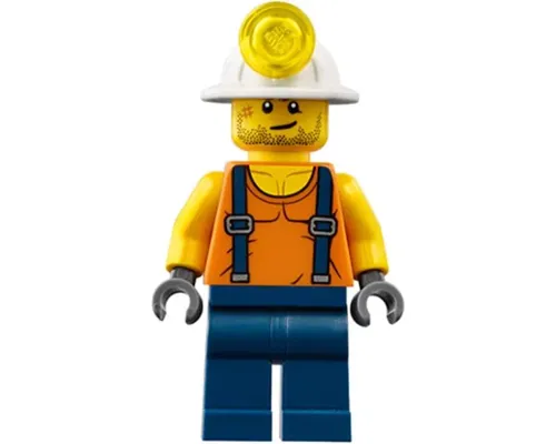 Miner - Shirt with Straps, Dark Blue Legs, Mining Helmet, Stubble and Scar Image