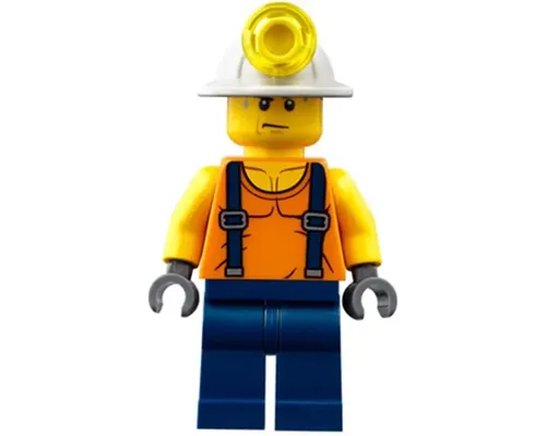 Miner - Shirt with Straps, Dark Blue Legs, Mining Helmet, Sweat Drops Image