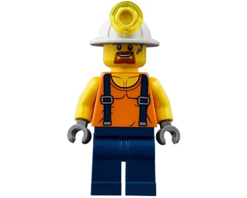 Miner - Shirt with Straps, Dark Blue Legs, Mining Helmet, Goatee and Moustache Image