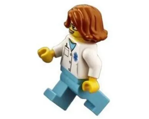 Doctor - EMT Star of Life, Medium Azure Legs, Dark Orange Female Hair Short Swept Sideways, Glasses Image