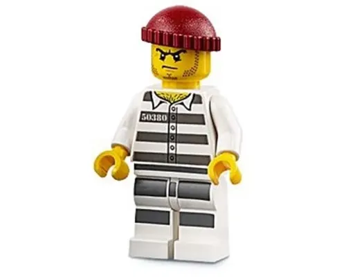 Sky Police - Jail Prisoner 50380 Prison Stripes, Stubble, Dark Red Knit Cap Image