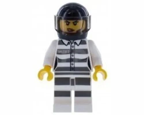 Sky Police - Jail Prisoner 50382 Prison Stripes, Female, Scowl with Red Lips and Open Mouth, Black Helmet Image