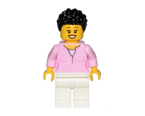 Mom - Bright Pink Female Top, White Legs, Black Hair Coiled and Short Image