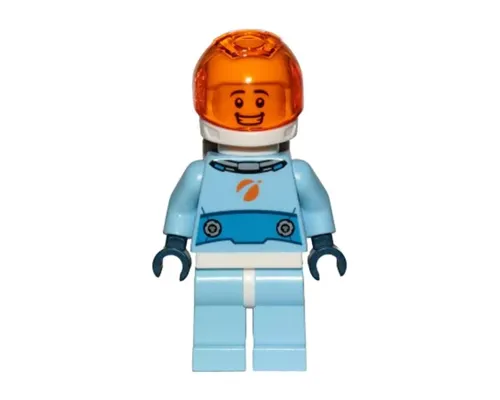 Astronaut - Male, Bright Light Blue Spacesuit with Blue Belt, Trans-Orange Visor, Open Mouth Smile Image