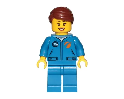 Astronaut - Female, Blue Jumpsuit, Reddish Brown Hair Swept Back Into Bun, Open Mouth Smile Image