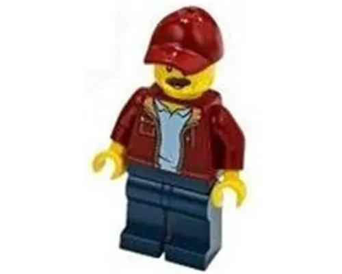 Man, Dark Red Jacket with Bright Light Blue Shirt, Dark Blue Legs, Dark Red Cap with Hole, Moustache (Taxi Driver) Image